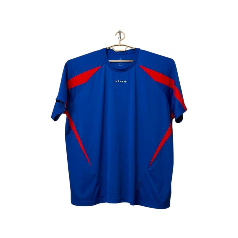 adidas Men Blue Red Sports Jersey, Size 2XL